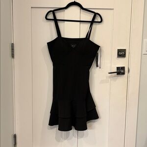 Clover and Sloane Elegant Black Tiered Mini Dress